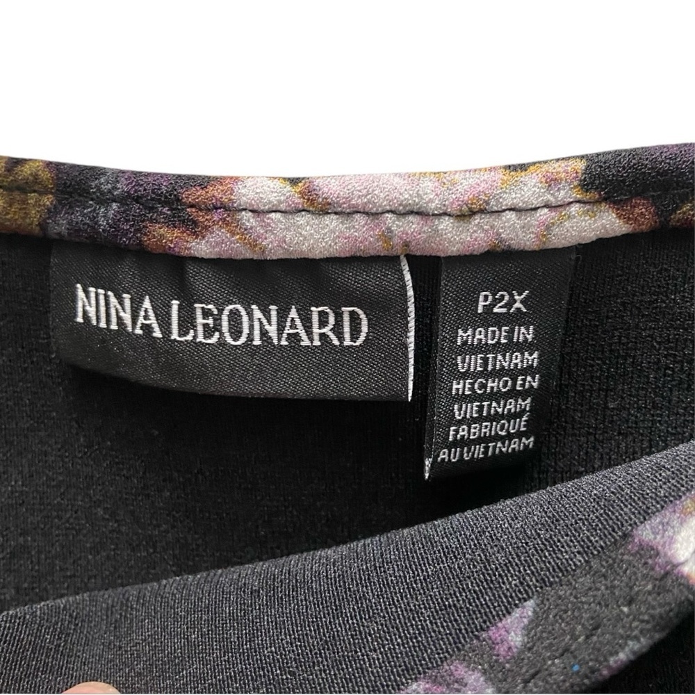 Nina Leonard Smoothing Waist Black Floral Print Slim-Fit Pants Petite XXL - Picture 3 of 7